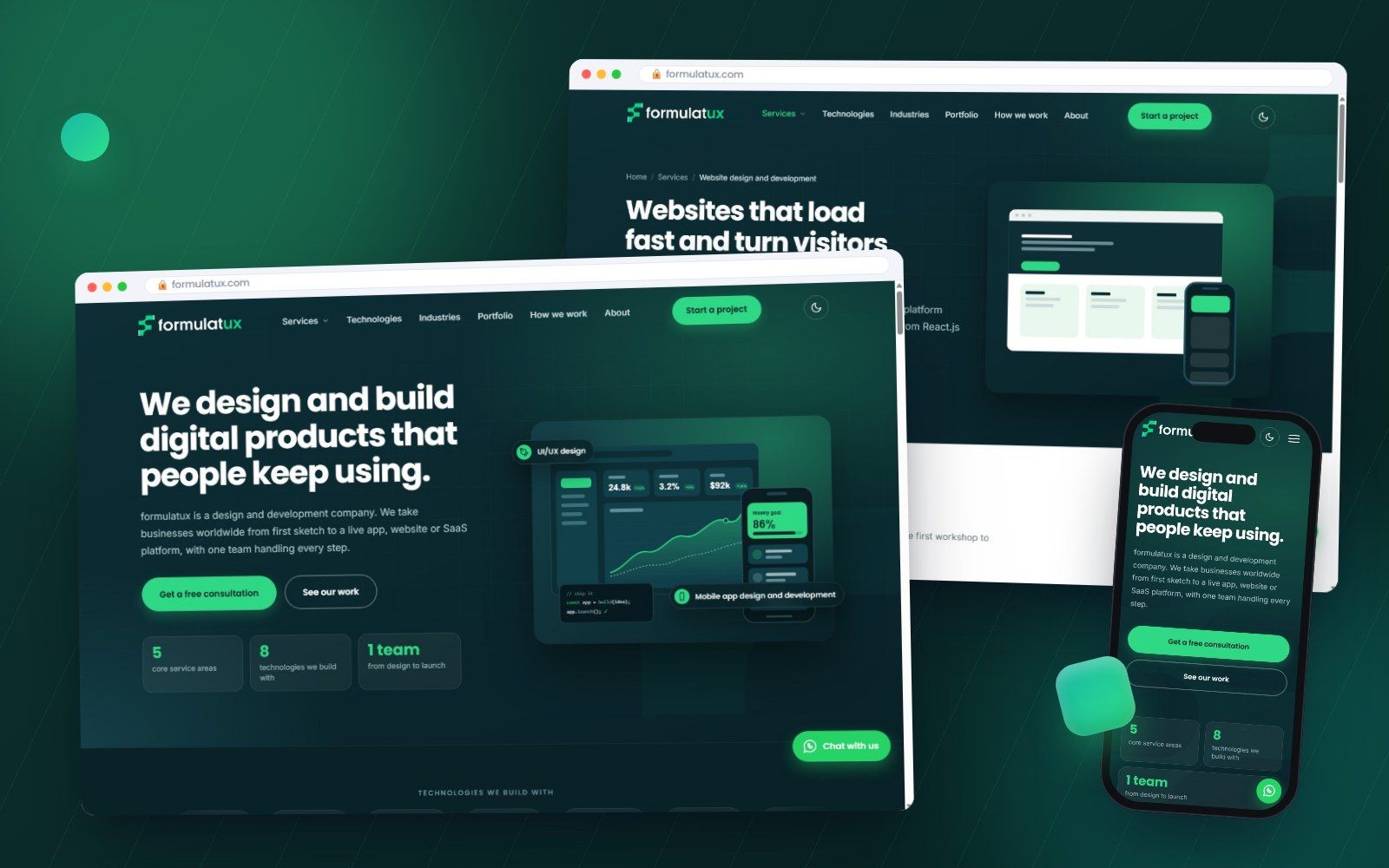 formulatux pages on desktop and mobile