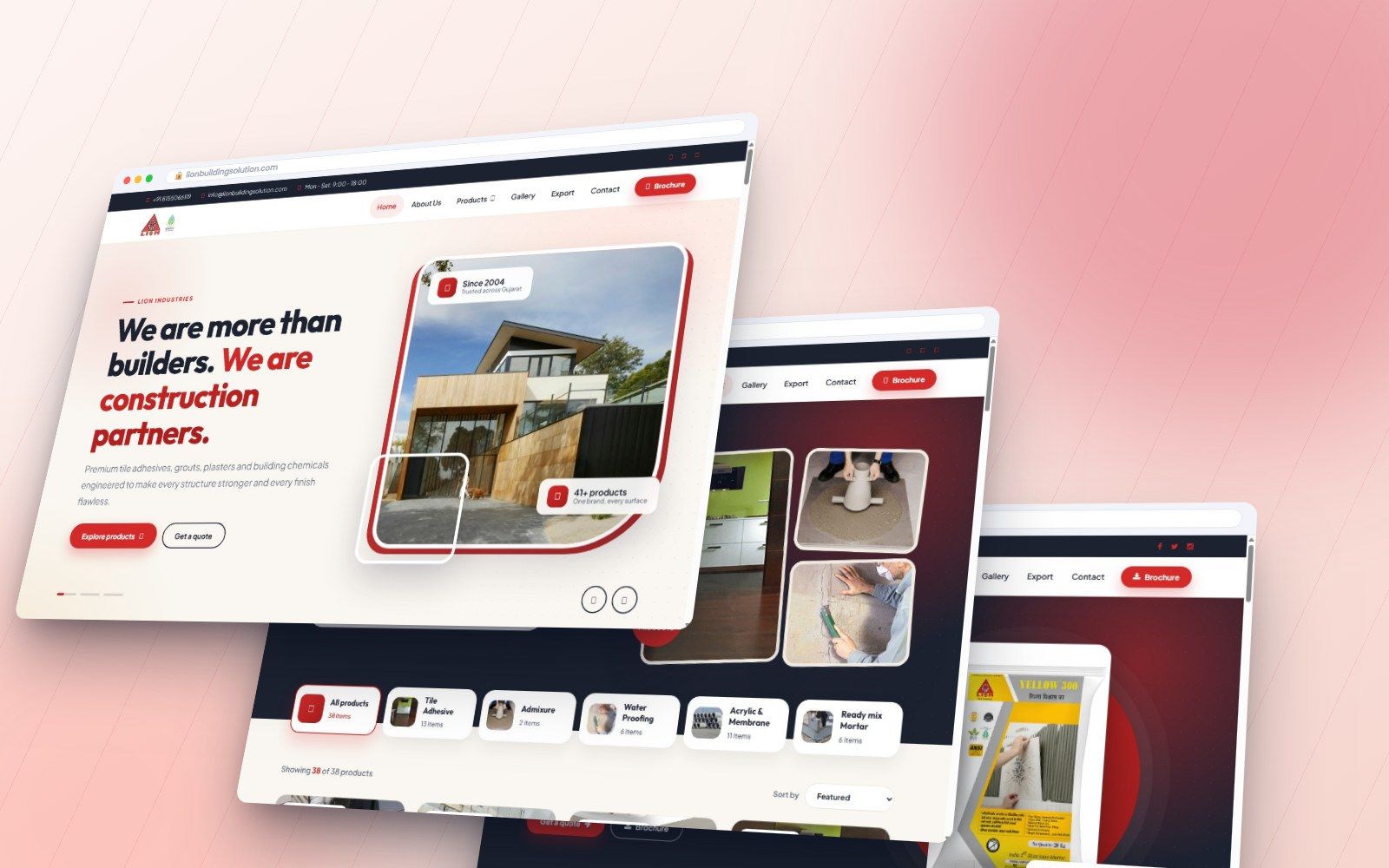 Lion Building Solution website shown on desktop and mobile